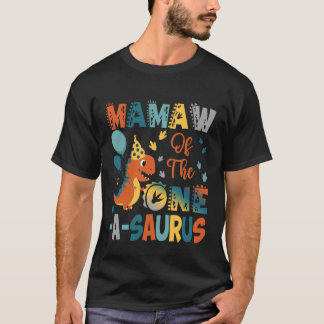 Mamaw of The One-A-Saurus 2Nd Birthday Dinosaur Pa T-Shirt