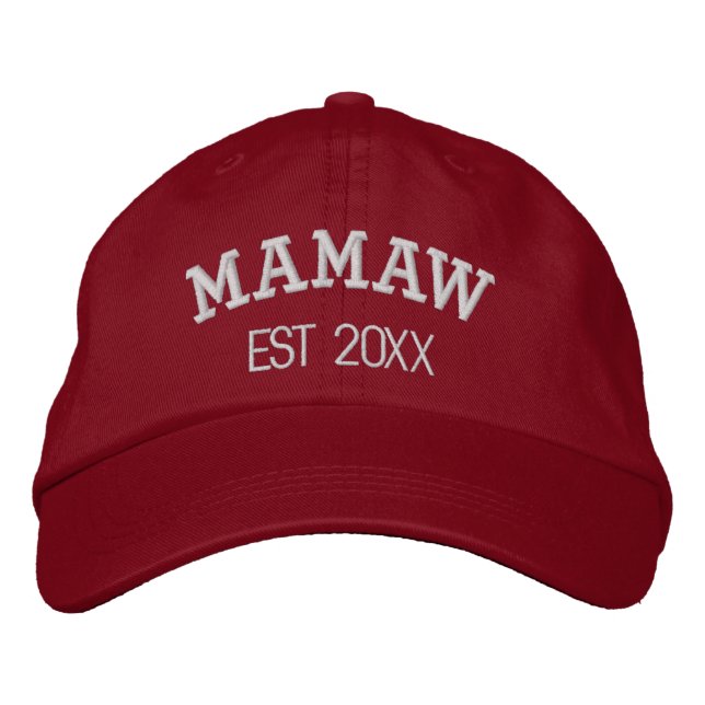 Mamaw Personalized Grandma Gift Custom Text Embroidered Baseball Cap (Front)