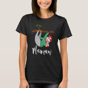 Mamaw Sloth Santa Hat Christmas Pajama Family T-Shirt