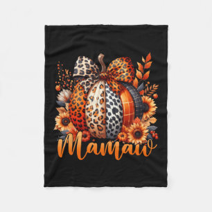 Mamaw Thanksgiving Leopard Pumpkin Sunflower Coque Fleece Blanket