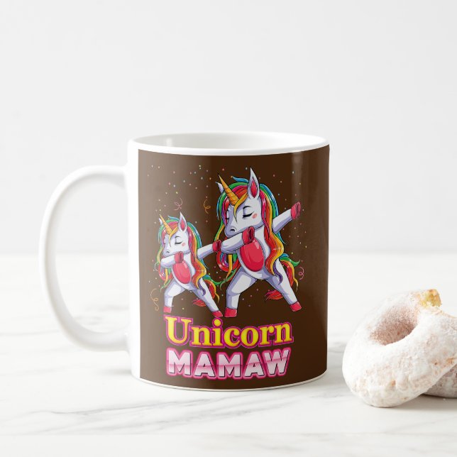 Mamaw Unicorn Dabbing Magical Family Matching Coffee Mug (With Donut)