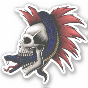 Mamba Venomous Snake Skull Red Mohawk Sticker