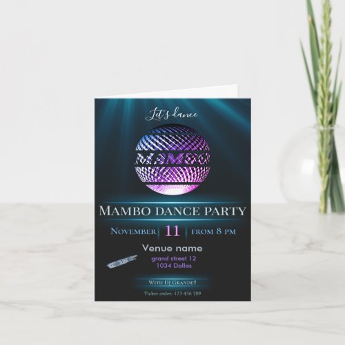 Mambo dance party invitation 