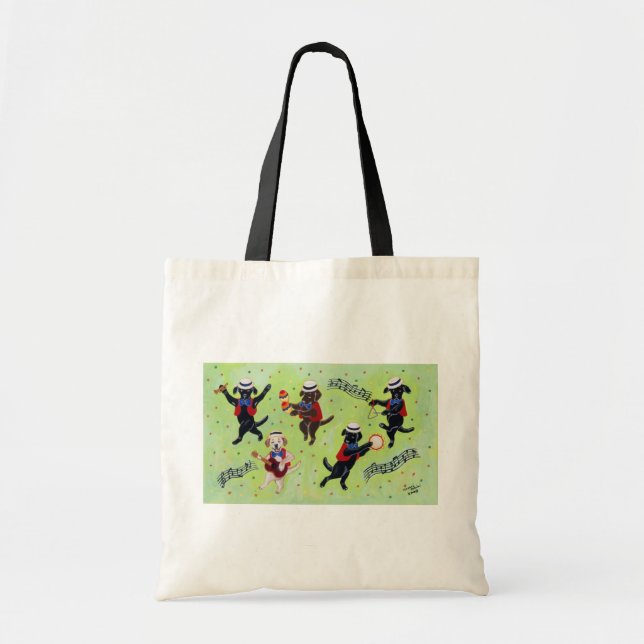 Mambo Labrador Musicians Painting Tote Bag (Front)