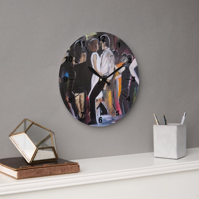 Mambo Night Painting by Alfred Fox Large Clock (Office)