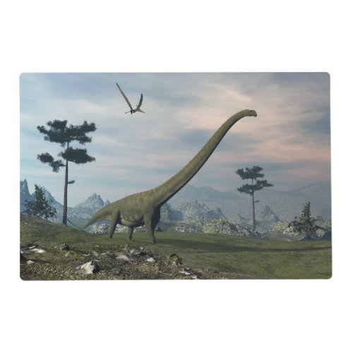 Mamenchisaurus dinosaur walk _3D render Placemat