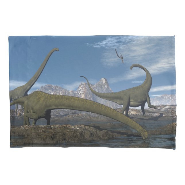 Mamenchisaurus dinosaurs herd - 3D render Pillow Case (Front)