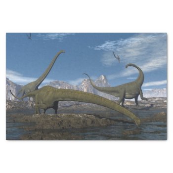 Mamenchisaurus Dinosaurs Herd - 3d Render Tissue Paper by Elenarts_PaleoArts at Zazzle