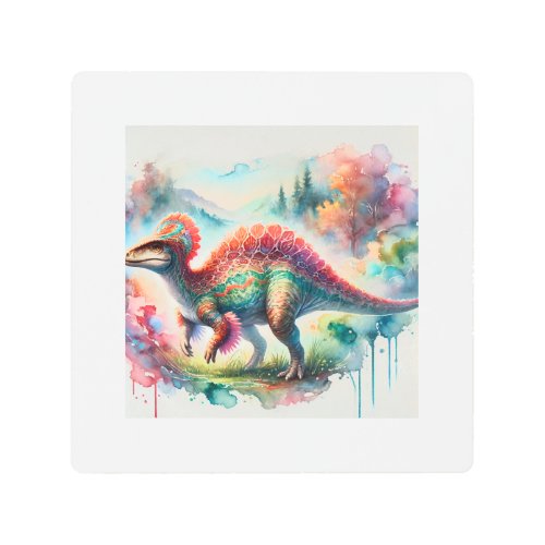 Mamenchisaurus majesty in watercolor 290624AREF102 Metal Print