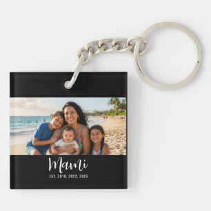 Mami Established Modern Script Photo Keychain