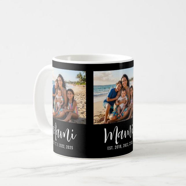 Mami Established Script Black 3 Photo Coffee Mug (Front Left)