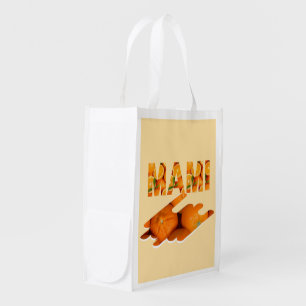 MAMI Orange Typography Art Grocery Bag