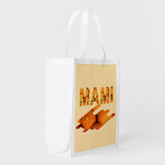 MAMI Orange Typography Art Grocery Bag