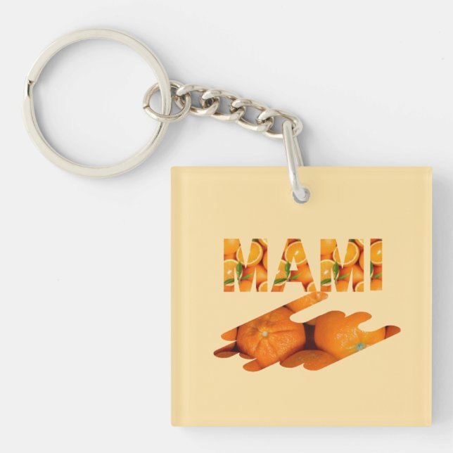 MAMI Orange Typography Art Keychain (Front)