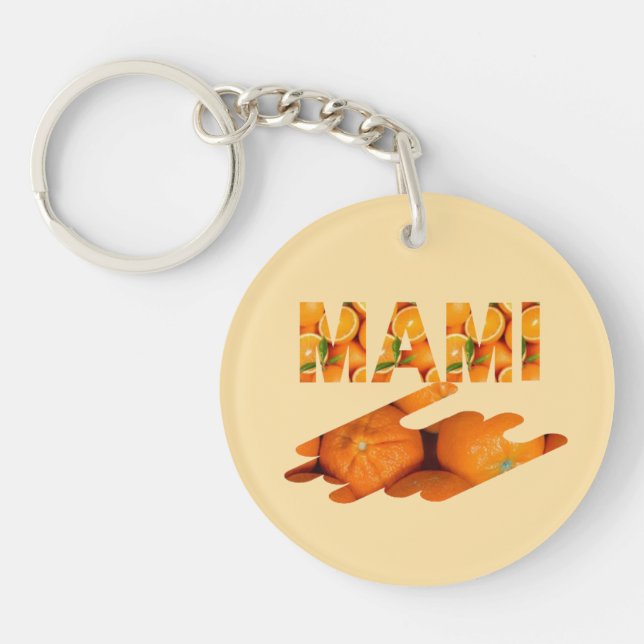 MAMI Orange Typography Art Keychain (Front)