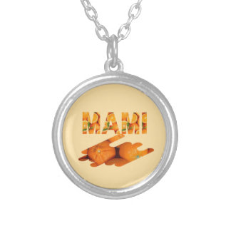 MAMI Orange Typography Art Silver Plated Necklace