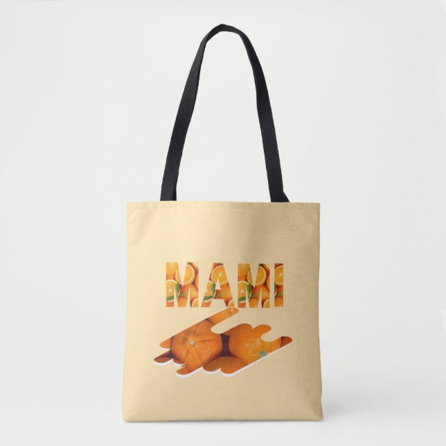 MAMI Orange Typography Art Tote Bag (Front)