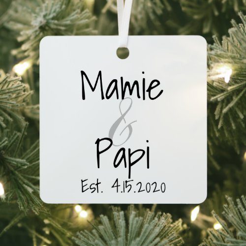 Mamie and Papi First Grandchild Metal Ornament