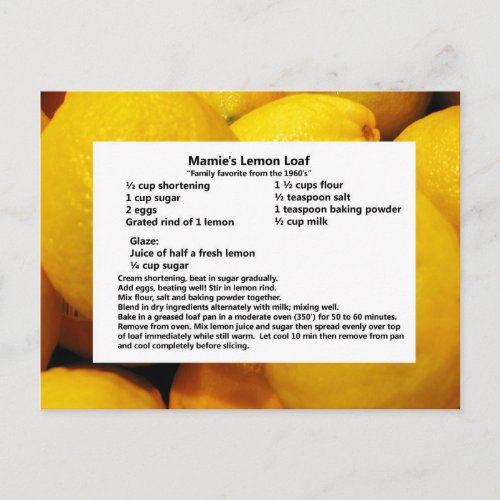 Mamies Lemon Loaf Postcard