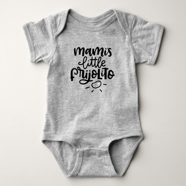 Mami's Little Frijolito, Spanglish Lettering Baby Bodysuit (Front)