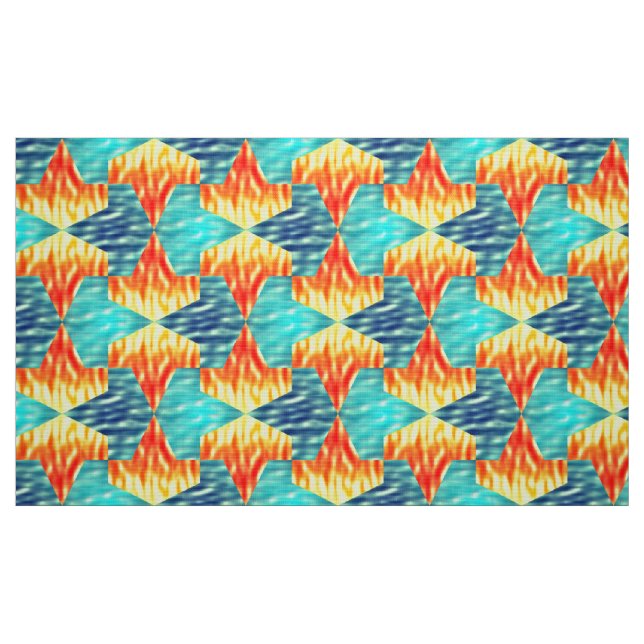 Mamluks Djinns Fire and Water Pattern Fabric (Fat Quarter)