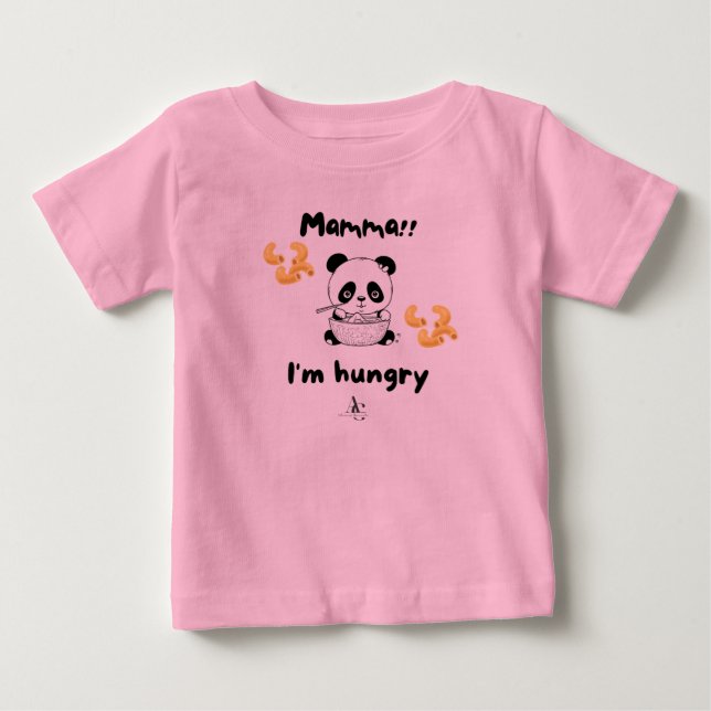 Mamma I'm hungry panda baby t-shirt (Front)