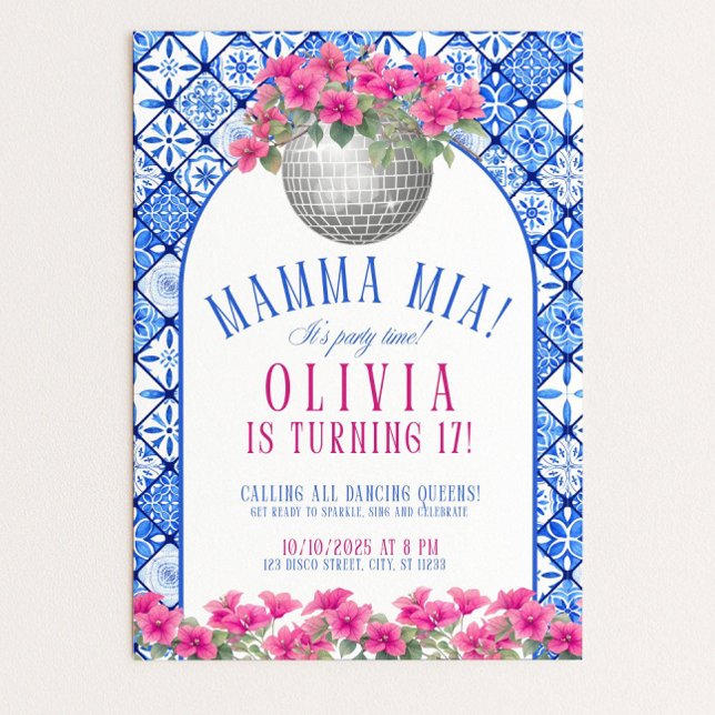 Mamma Mia Birthday Invitation Editable Disco Danci (Creator Uploaded)