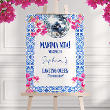 Mamma Mia Birthday Welcome Sign: Retro Disco Party
