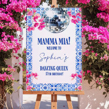 Mamma Mia Birthday Welcome Sign: Retro Disco Party