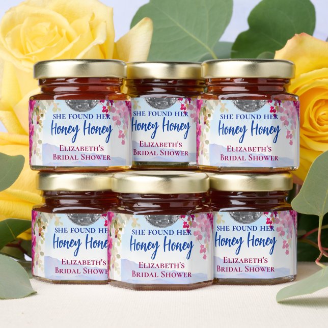 Mamma Mia Blue Tile Disco Ball Bridal Shower Honey Jar Favors (Insitu)