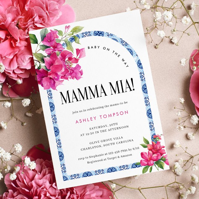 Mamma Mia Floral Mediterranean Italian Baby Shower Invitation (Creator Uploaded)