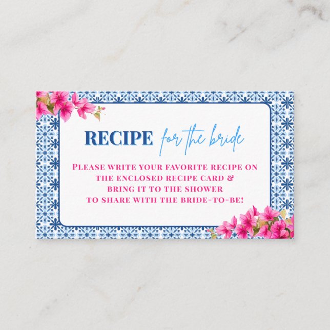 Mamma Mia! Recipe for the bride Enclosure Card (Front)