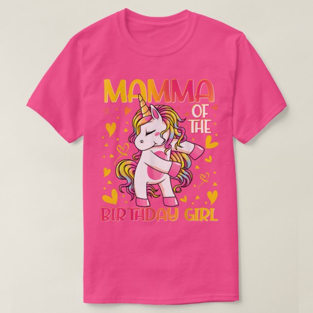 Mamma of the Birthday Girl Flossing Unicorn Mom Mo T-Shirt (Design Front)