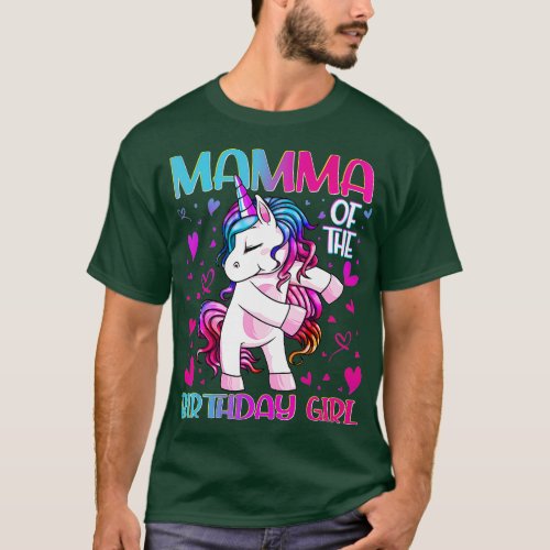 Mamma of the Birthday Girl Flossing Unicorn Mom Mo T_Shirt