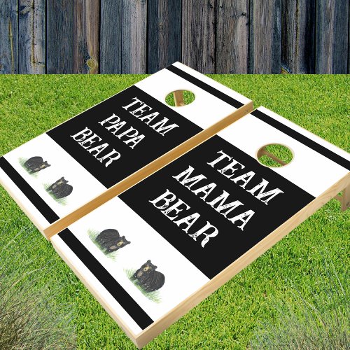 Mamma  Pappa Bear Cute Wild Brown Black Bear Corn Cornhole Set