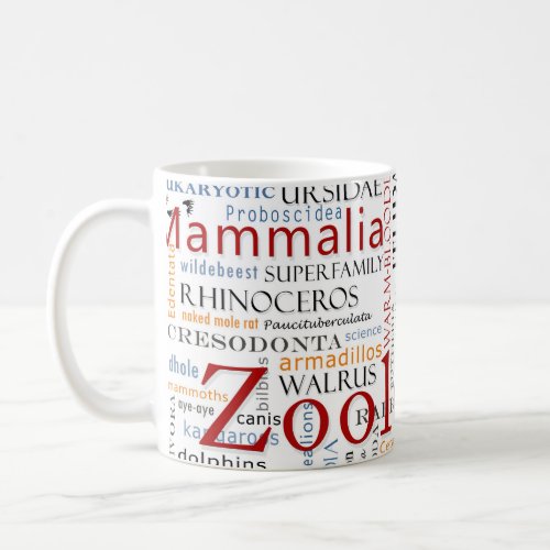 Mammals in Typography Coffee Mug