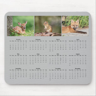 Mammals with a full year 2025 calendar mouse pad