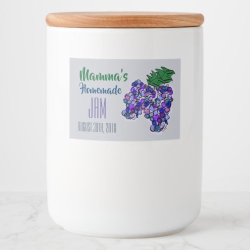 Mammas Homemade Jam Grapes Customize Food Label