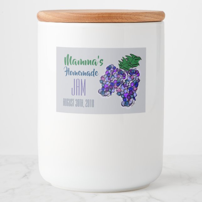 Mamma's Homemade Jam Grapes Customize Food Label (Front)