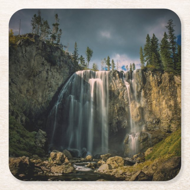 Mammatocumulus clouds at sunset square paper coaster (Front)