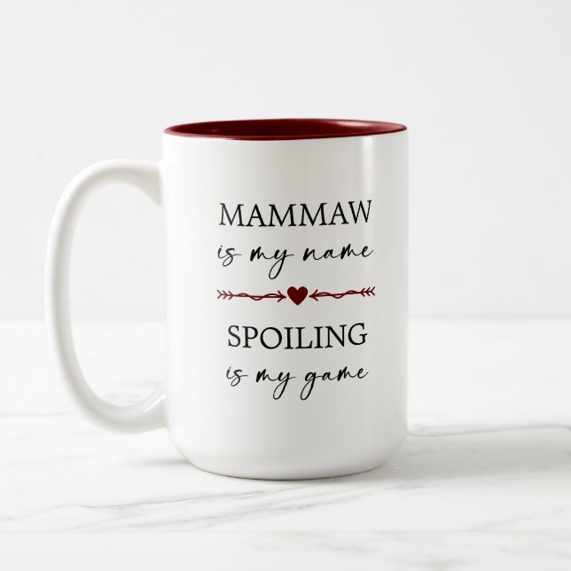 Mammaw is my Name Spoiling is my Game Photo Gift Two-Tone Coffee Mug (Left)