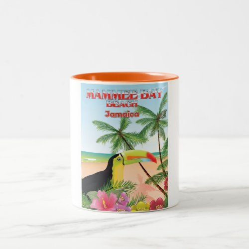 Mammee Bay Beach Jamaica travel poster Two_Tone Coffee Mug