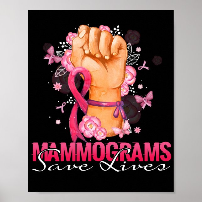 Mammograms Save Lives Breast Cancer Awareness Poster (Front)