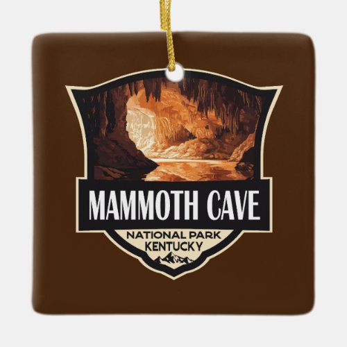 Mammoth Cave National Park Illustration Retro Art Ceramic Ornament