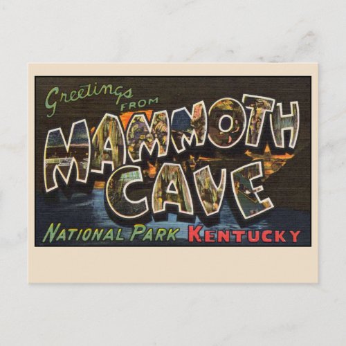 Mammoth Cave National Park Kentucky Vintage Linen Postcard