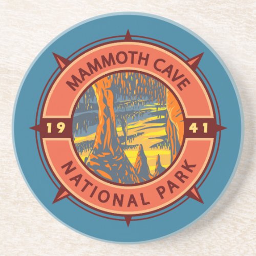 Mammoth Cave National Park Retro Compass Emblem  Coaster