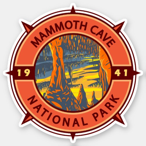 Mammoth Cave National Park Retro Compass Emblem Sticker