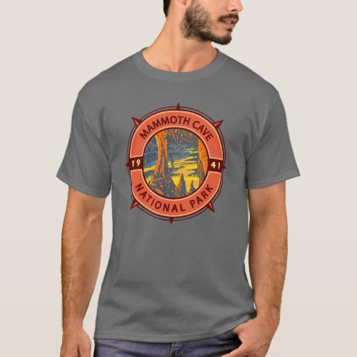 Mammoth Cave National Park Retro Compass Emblem T_Shirt
