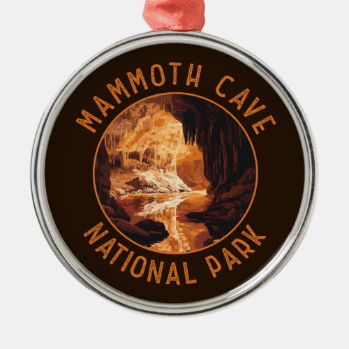 Mammoth Cave National Park Retro Distressed Circle Metal Ornament