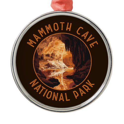 Mammoth Cave National Park Retro Distressed Circle Metal Ornament